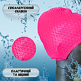 Силіконова шапочка для плавання для довгого волосся плавальна в басейн Hechpro Рожевий неон (1696), фото 6