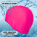 Силіконова шапочка для плавання для довгого волосся плавальна в басейн Hechpro Рожевий неон (1696), фото 4