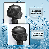 Силіконова шапочка для плавання для довгого волосся плавальна в басейн Hechpro Чорна (1696), фото 9