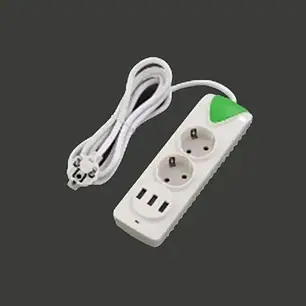 Мережевий подовжувач 2 розетки 3 USB 2 метри 10A Білий, фото 1