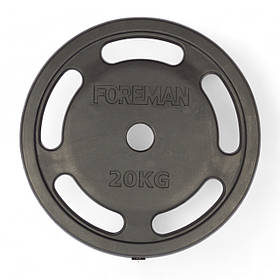 Диск олімпійський Foreman ROEZH 5-Grip, 20 кг (чорний), FM-ROEZH-20-BK