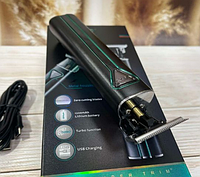 Безшумна машинка тример чоловічий з акумулятором для стриження волосся з неіржавкої сталі для гоління з насадками