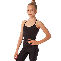 Майка борцовка для гімнастики та хореографії на тонких бретелях із бавовни SP-Planeta 776 зріст 122-128 см Black