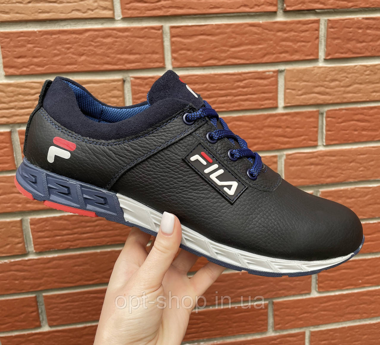 Кросівки чоловічі шкіряні чорні сірі як Fila 42 розмір, чоловічі кросівки шкіряні від виробника