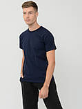 Глибоко-темно-синя Чоловіча Футболка класична Fruit of the loom Valueweight 100% бавовна однотонна M, фото 4