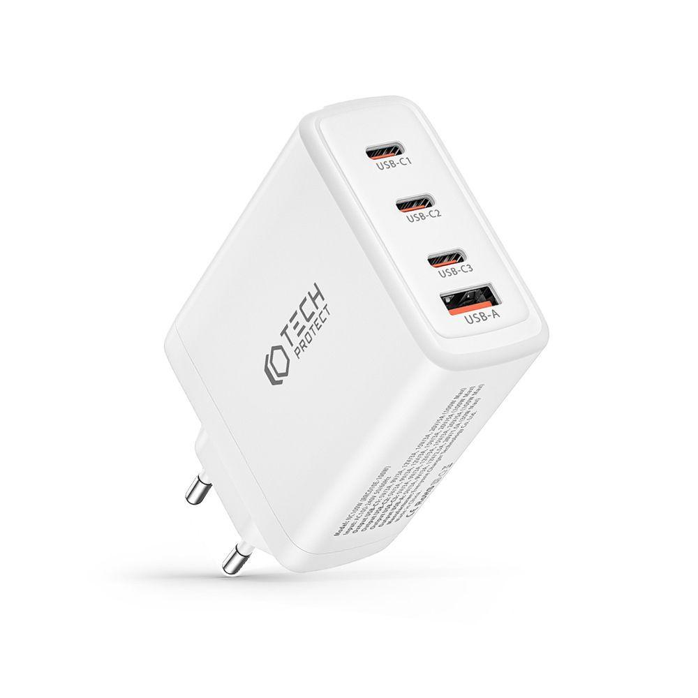 Мережевий зарядний пристрій-адаптер Tech-Protect NC100W GAN 4-port Network Charger PD100W/QC3.0 White (9490713934814)