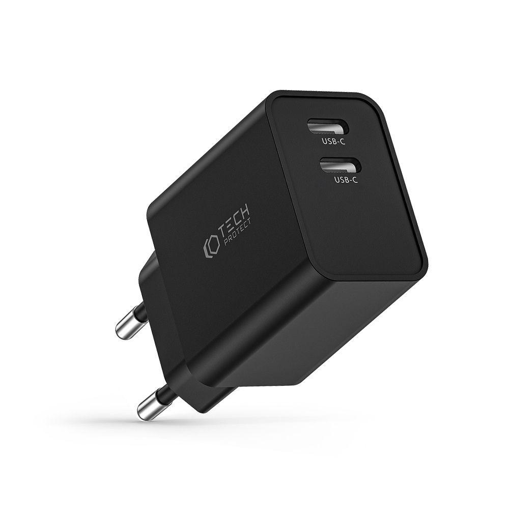 Мережевий зарядний пристрій-адаптер Tech-Protect NC35W 2-port Network Charger PD35W Black (9490713936085)