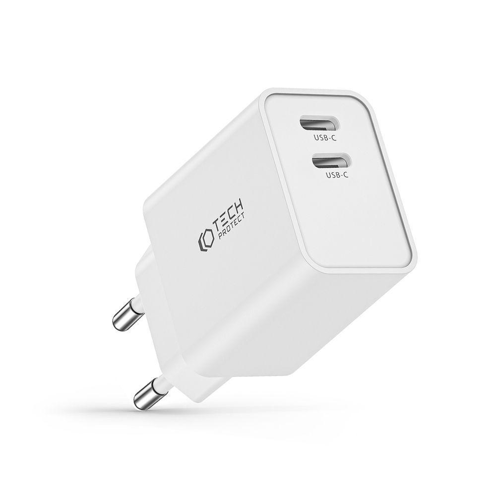 Мережевий зарядний пристрій-адаптер Tech-Protect NC35W 2-port Network Charger PD35W White (9490713936078)