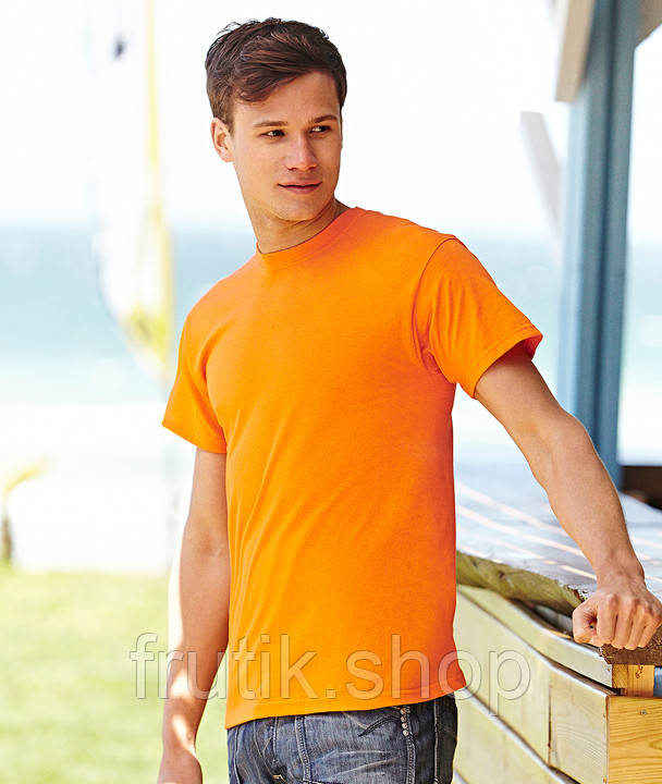 Тонка чоловіча футболка 100% бавовна Fruit of the loom original T легка Оранжевий, S