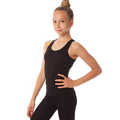 Майка для гімнастики та хореографії на широких бретелях із бавовни SP-Planeta 1404 зріст 152-158 см Black