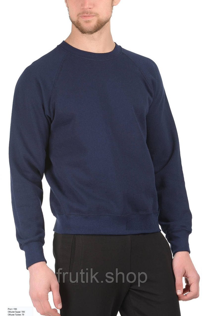 Чоловічий світшот Fruit of the loom Lightweight Raglan Sweat без флісу реглан светр Глибоко-темно-синій, S
