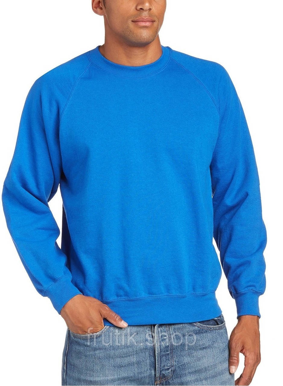 Чоловічий світшот Fruit of the loom тонкий Lightweight Raglan Sweat без флісу реглан светр Ярко-синій, S