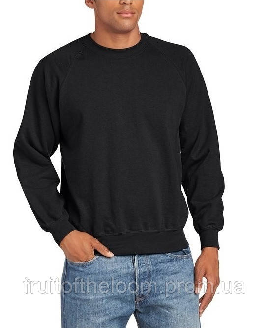 Чоловічий світшот з начосом на тонкому флісі Classic Raglan Sweat реглан светр жіноча Чорний, S - фото 1 - id-p2342238819