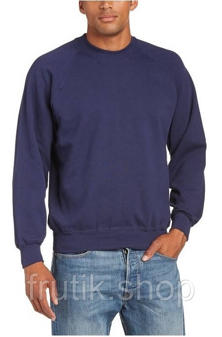 Чоловічий світшот з начосом на тонкому флісі Classic Raglan Sweat реглан светр толстовка Темно-синій, S