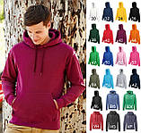 Чоловіча кофта худі Fruit of the loom CLASIC HODED SWEAT з капюшоном на тонкому флісі Шоколадний, S, фото 3