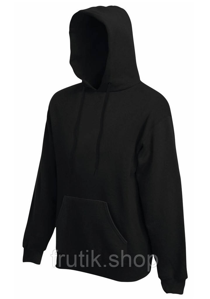 Чоловіча кофта худі Fruit of the loom CLASIC HODED SWEAT з капюшоном на тонкому флісі Чорний, S