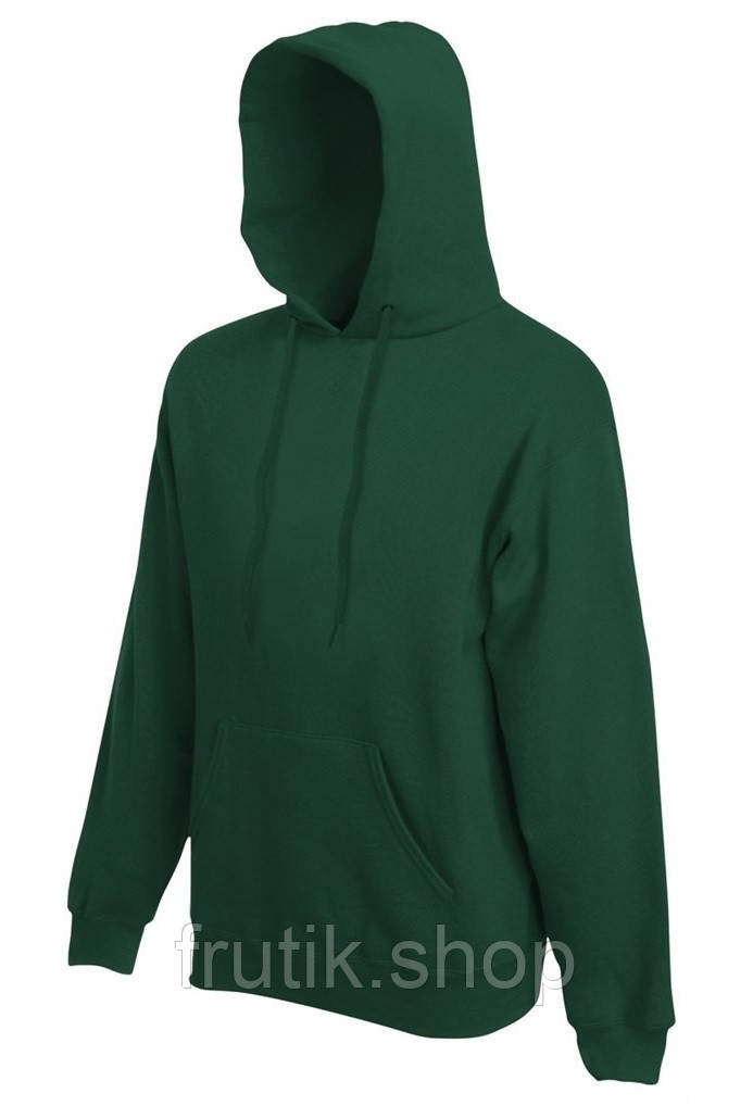 Чоловіча кофта худі Fruit of the loom CLASIC HODED SWEAT з капюшоном на тонкому флісі Темно-зелений, S