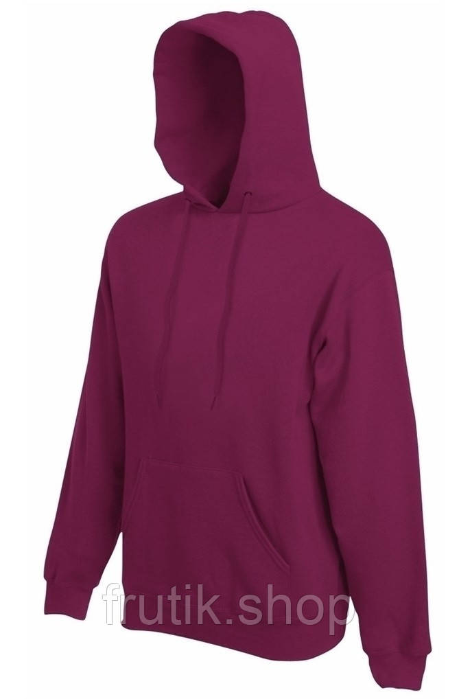 Чоловіча кофта худі Fruit of the loom CLASIC HODED SWEAT з капюшоном на тонкому флісі Бордовий, S