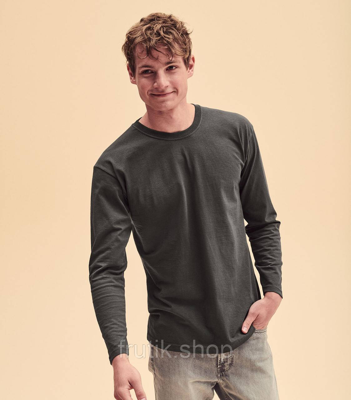 Чоловіча футболка з довгим рукавом Fruit of the Loom Valueweight Long Sleeve 100% бавовна Графіт, S