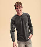 Чоловіча футболка з довгим рукавом Fruit of the Loom Valueweight Long Sleeve 100% бавовна Чорна, S, фото 6