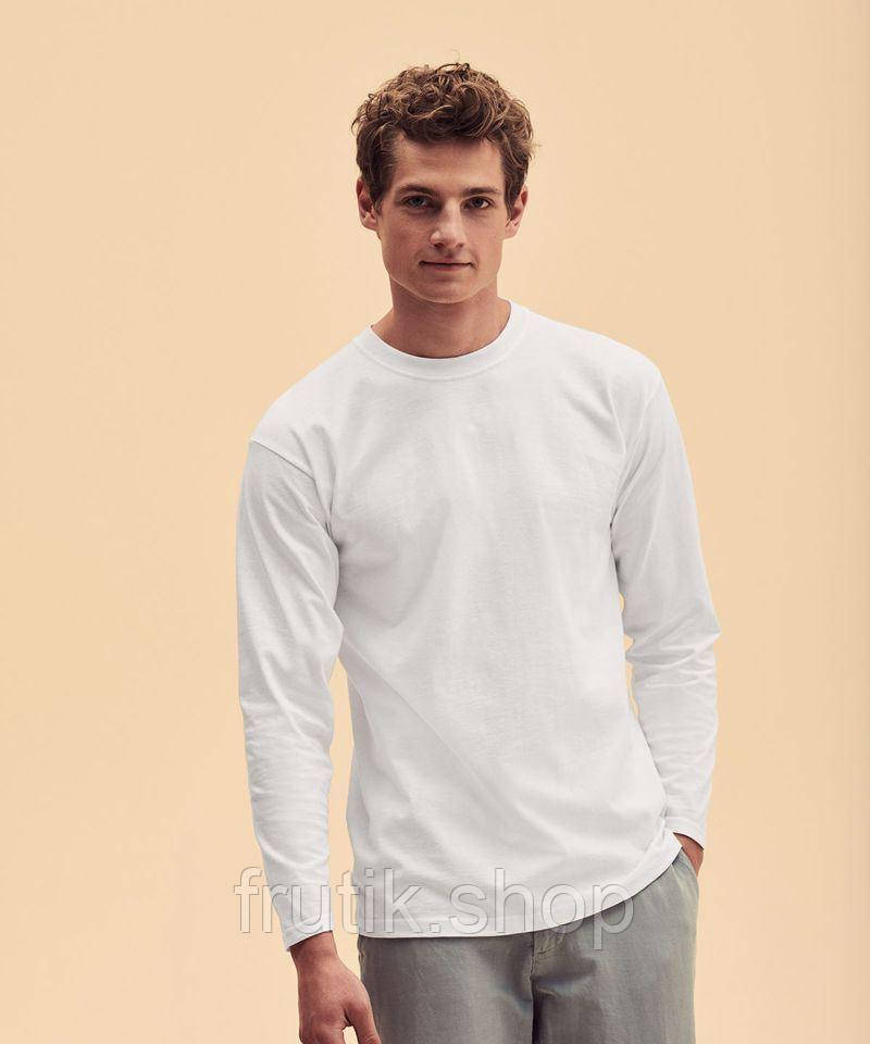 Чоловіча футболка з довгим рукавом Fruit of the Loom Valueweight Long Sleeve 100% бавовна Біла, S