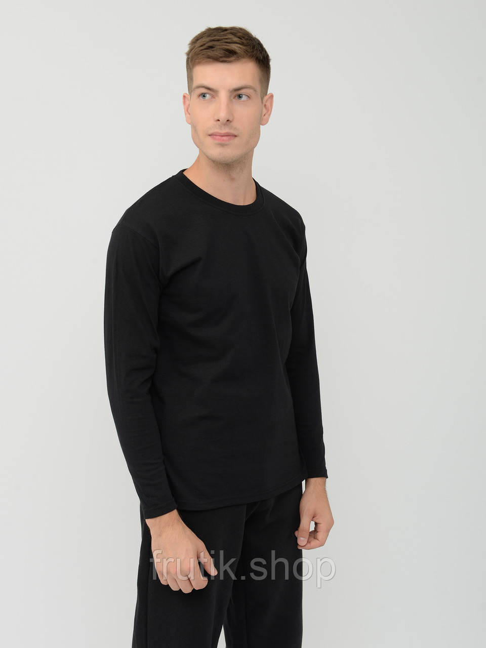 Чоловіча футболка з довгим рукавом Fruit of the Loom Valueweight Long Sleeve 100% бавовна Чорна, S
