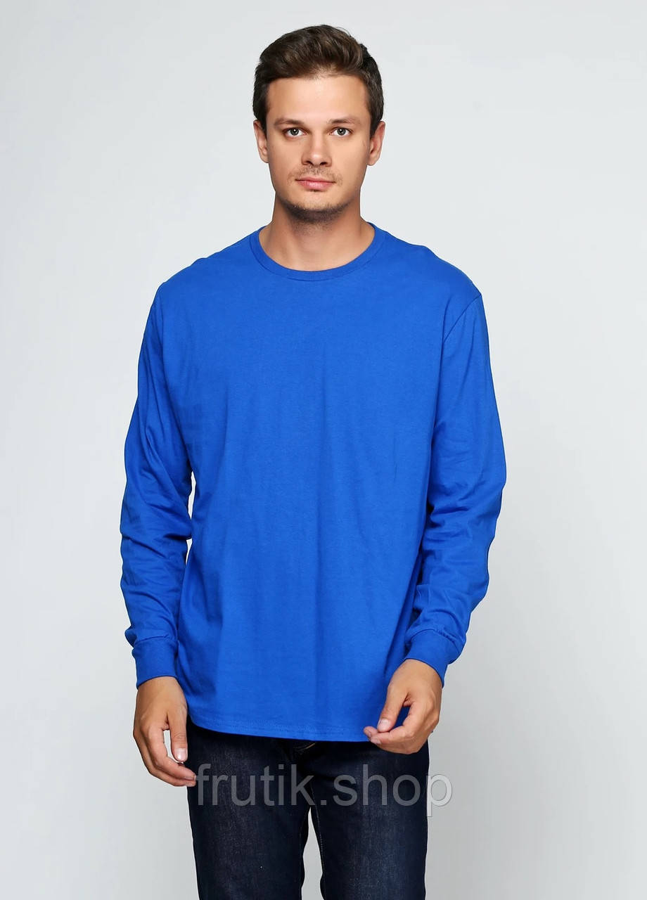 Чоловіча футболка з довгим рукавом Fruit of the Loom Valueweight Long Sleeve 100% бавовна Яскра синій, S