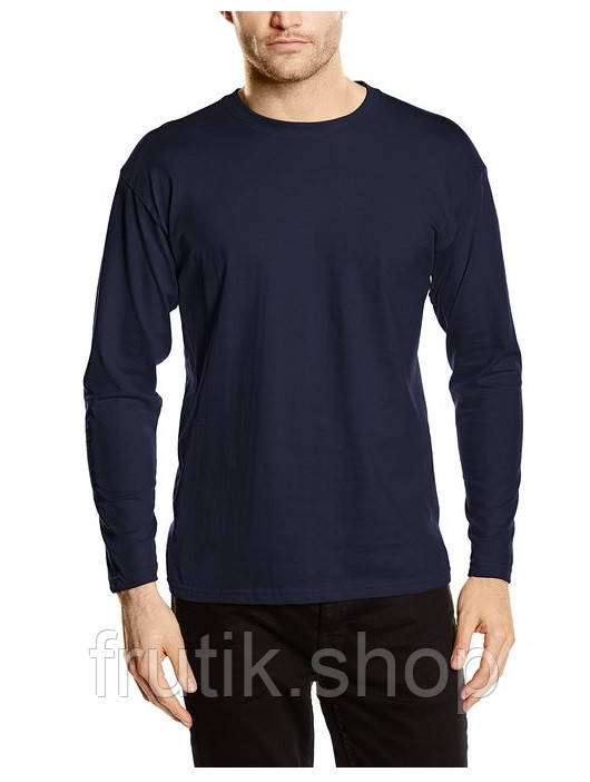 Чоловіча футболка з довгим рукавом Fruit of the Loom Valueweight Long Sleeve 100% бавовна Глибоко темно-синій, S