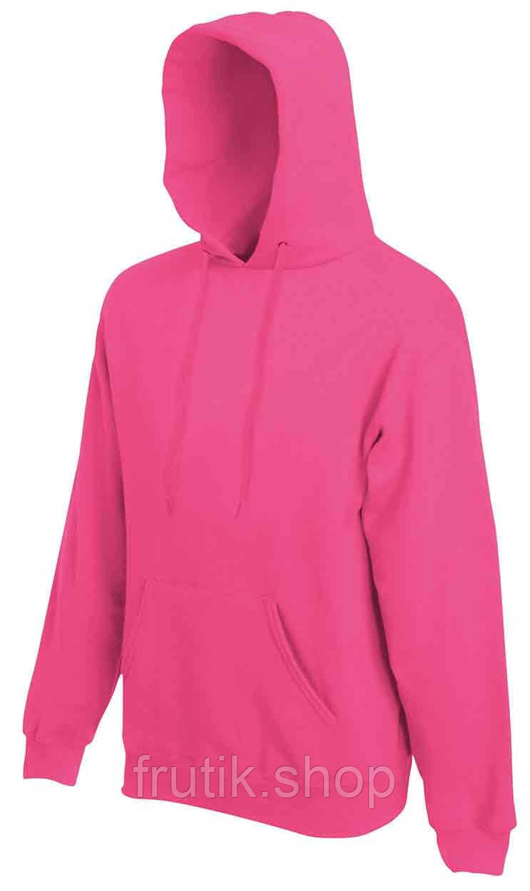 Чоловіча кофта худі Fruit of the loom CLASIC HODED SWEAT з капюшоном на тонкому флісі Малиновий, S