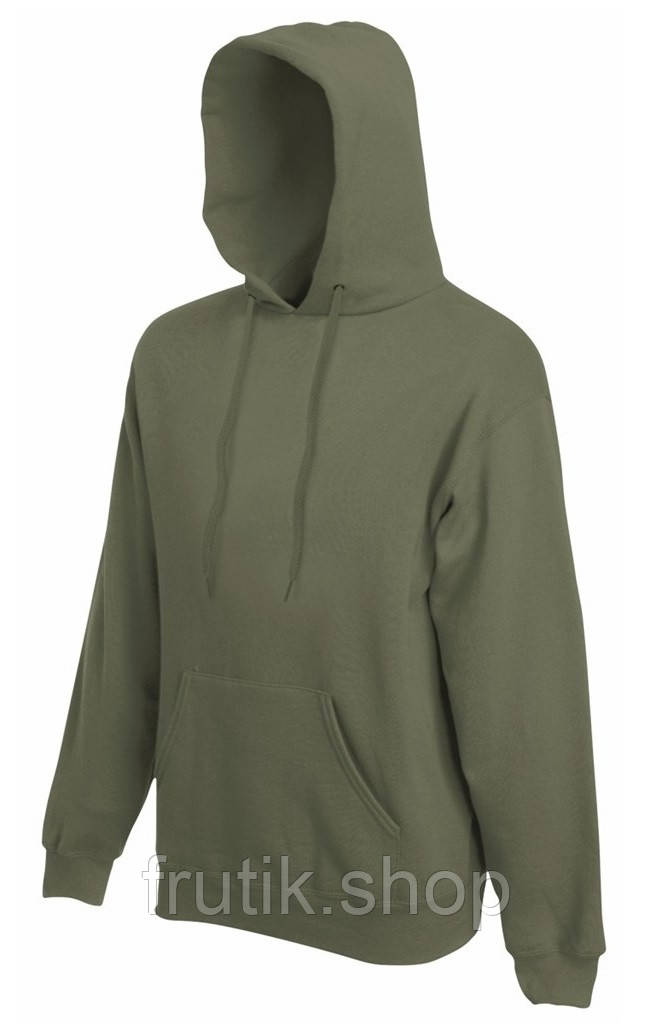 Чоловіча кофта худі Fruit of the loom CLASIC HODED SWEAT з капюшоном на тонкому флісі Оливковий, S