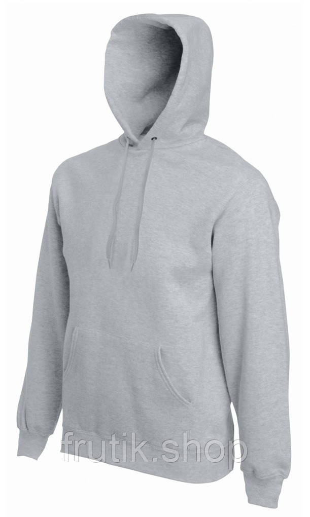 Чоловіча кофта худі Fruit of the loom CLASIC HODED SWEAT з капюшоном на тонкому флісі Світло сірий, S