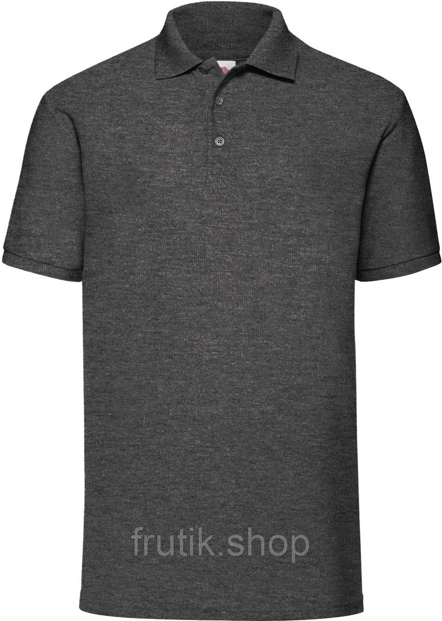 Чоловіча футболка поло Fruit of the loom polo з коміром Темно-сірий меланж, S