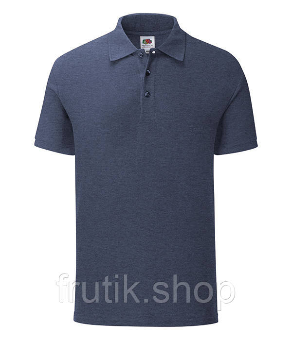 Чоловіча футболка поло Fruit of the loom polo з коміром Темно-синій меланж, S
