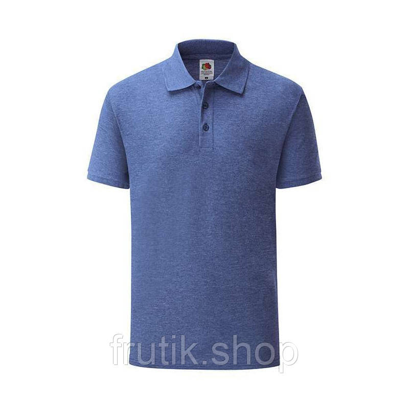 Чоловіча футболка поло Fruit of the loom polo з коміром Синій меланж, S