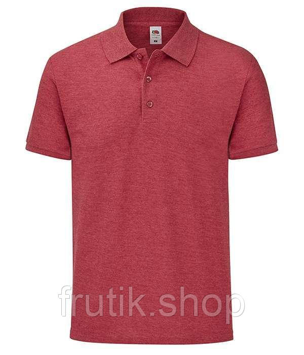 Чоловіча футболка поло Fruit of the loom polo з коміром Червоний меланж, S