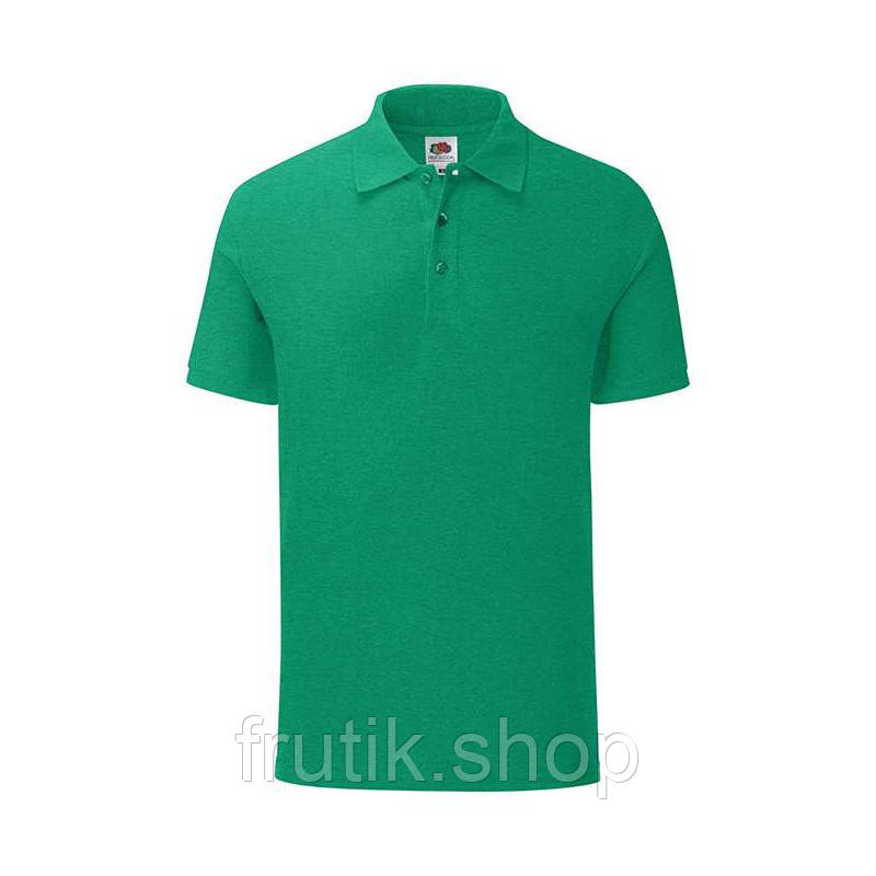 Чоловіча футболка поло Fruit of the loom polo з коміром Зелений меланж, S
