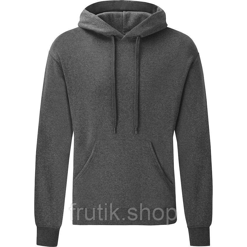 Чоловіча кофта худі CLASIC HODED SWEAT з капюшоном на тонкому флісі Темно-сірий меланж, S
