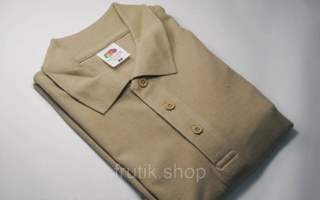 Чоловіча поло 100% бавовна футболка з комірцем Fruit of the Loom Premium polo Песочный, S