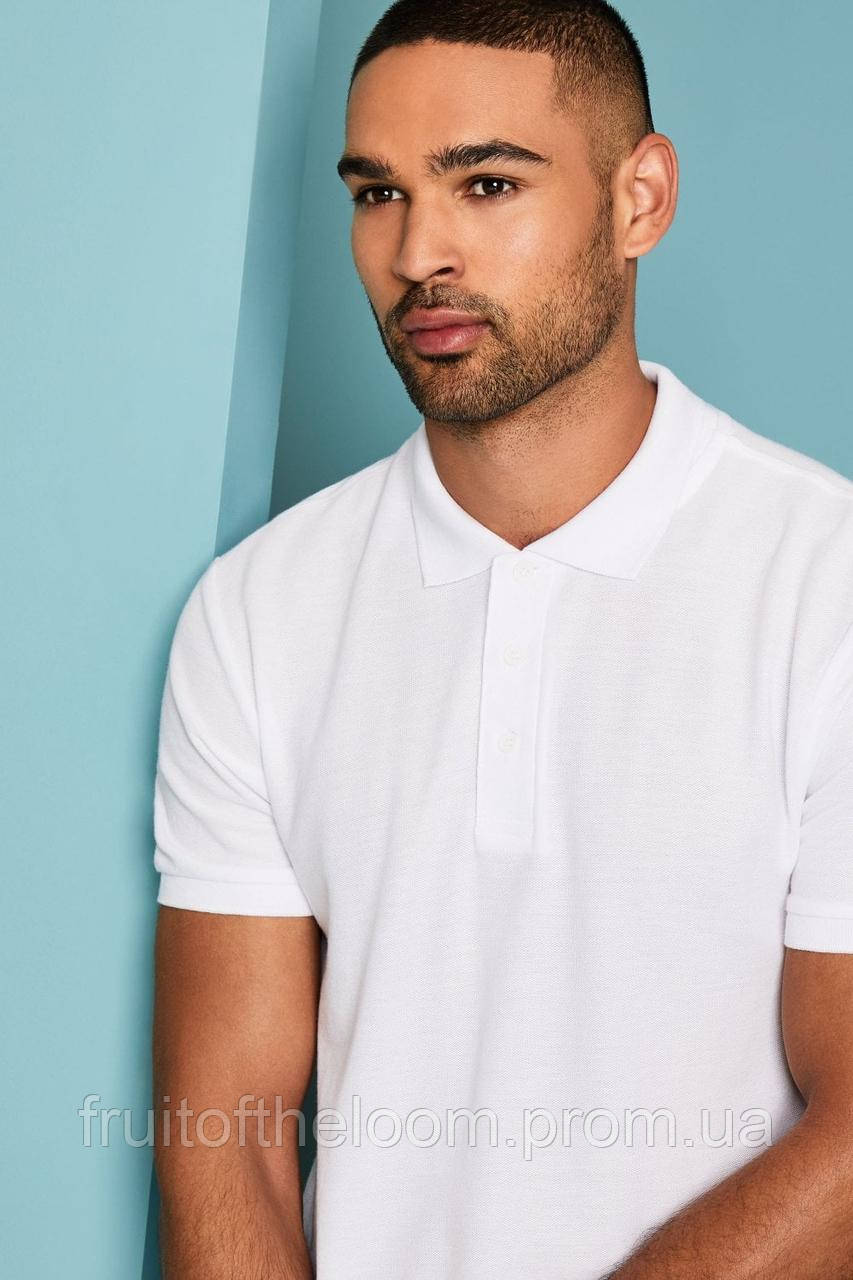 Чоловіча поло 100% бавовна футболка з комірцем Fruit of the Loom Premium polo Белый, S - фото 1 - id-p2336776345