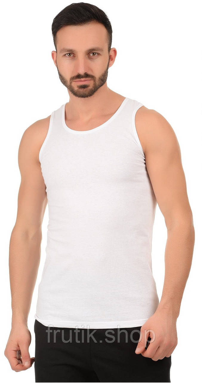 Чоловіча майка з бавовни Fruit of the loom athletic vest на літо однотонна Біла, S