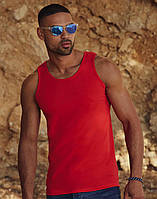 Чоловіча майка з бавовни Fruit of the loom athletic vest на літо однотонна Червоний, S