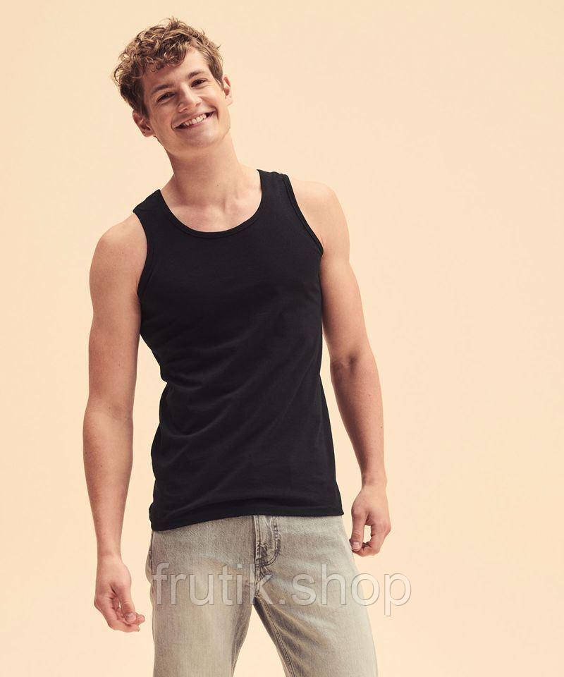 Чоловіча майка з бавовни Fruit of the loom athletic vest на літо однотонна Чорний, S