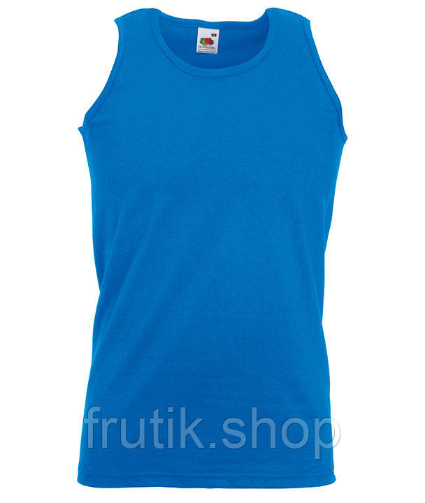 Чоловіча майка з бавовни Fruit of the loom athletic vest на літо однотонна Яскраво-синій, S