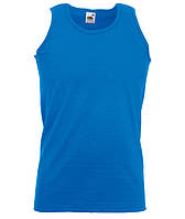 Чоловіча майка з бавовни Fruit of the loom athletic vest на літо однотонна Яскраво-синій, S