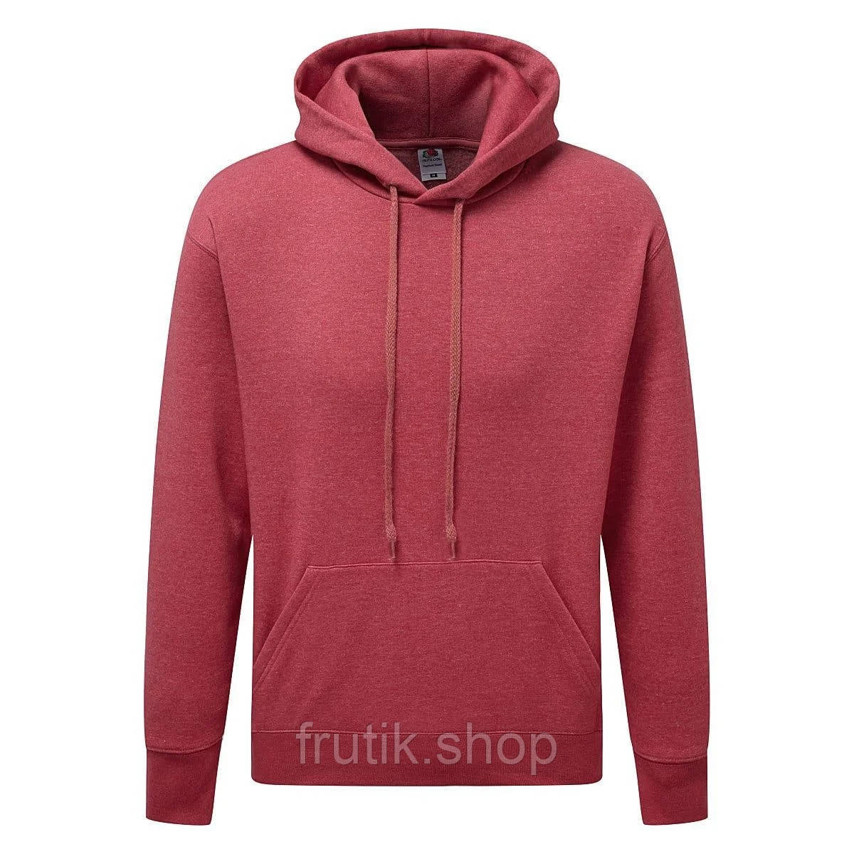 Чоловіча кофта худі Fruit of the loom CLASIC HODED SWEAT з капюшоном на тонкому флісі Червоний меланж, S