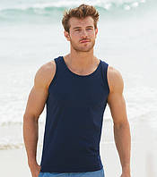 Чоловіча майка з бавовни Fruit of the loom athletic vest на літо однотонна Глибоко-темно-синій, S