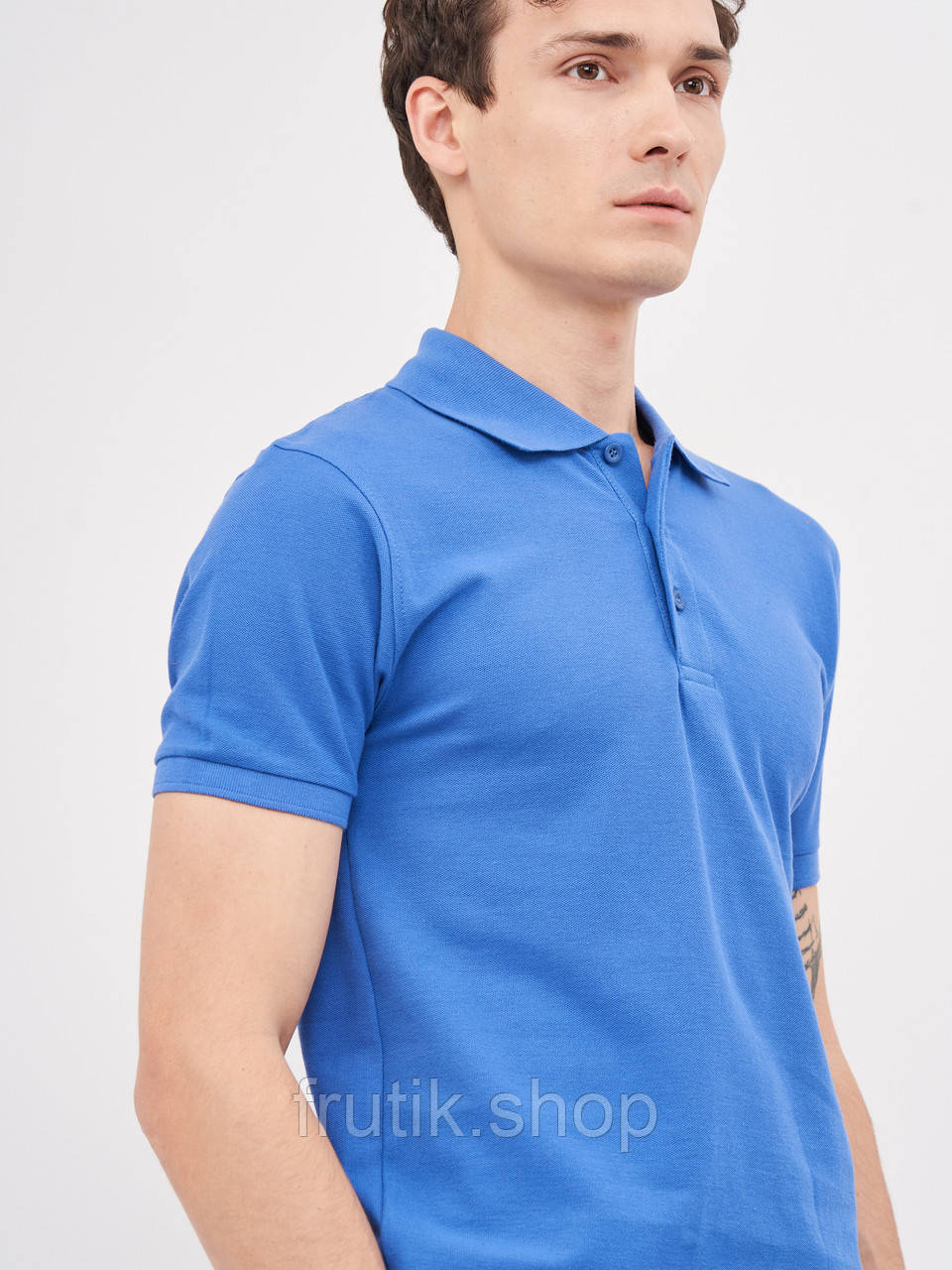 Чоловіча поло 100% бавовна футболка з комірцем Fruit of the Loom Premium polo Ярко синий, S
