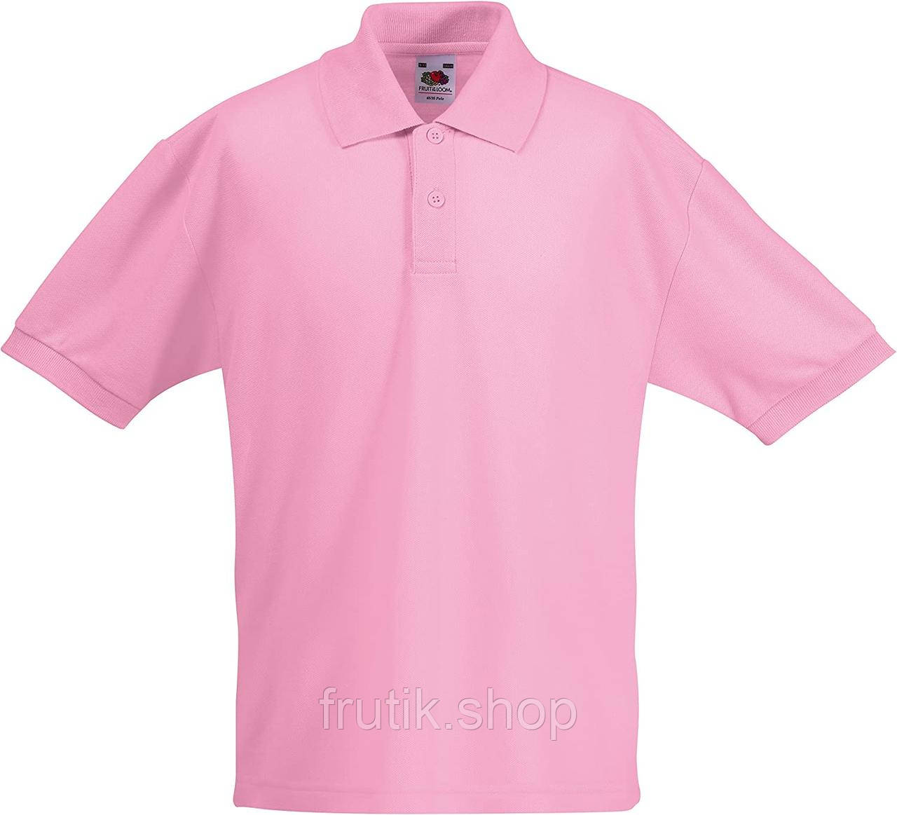 Чоловіча поло 100% бавовна футболка з комірцем Fruit of the Loom Premium polo Светло розовый, S