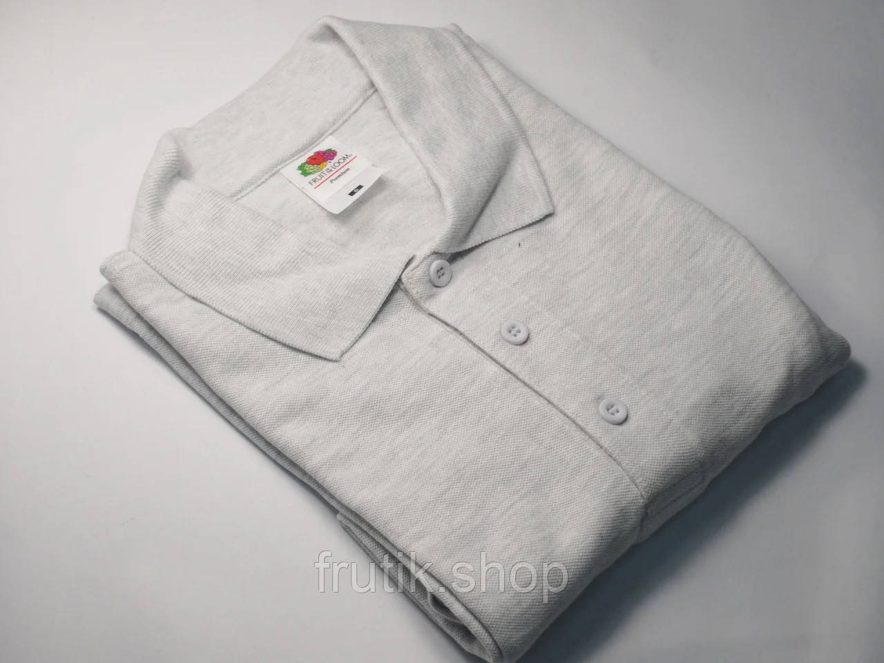 Чоловіча поло 100% бавовна футболка з комірцем Fruit of the Loom Premium polo Пепельный, S