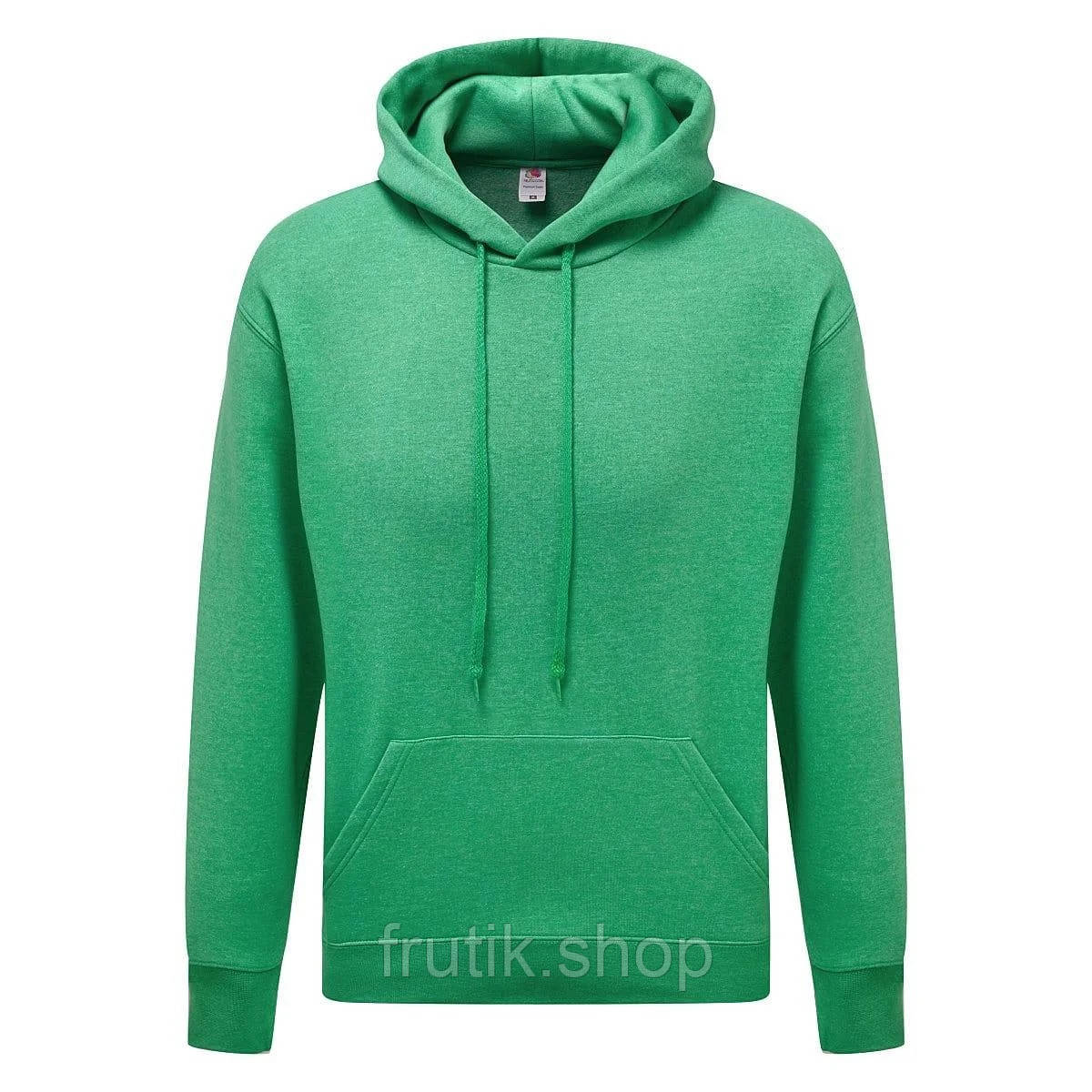 Чоловіча кофта худі Fruit of the loom CLASIC HODED SWEAT з капюшоном на тонкому флісі Зелений меланж, S